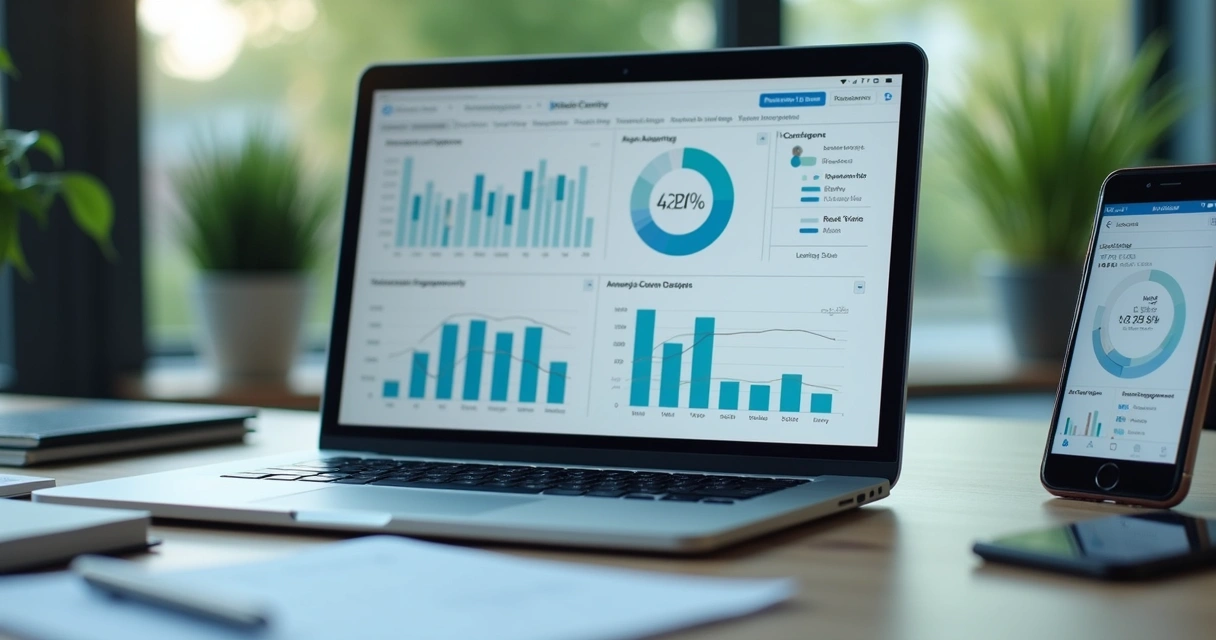 Análise de dados de influenciadores de nicho em tela de laptop 