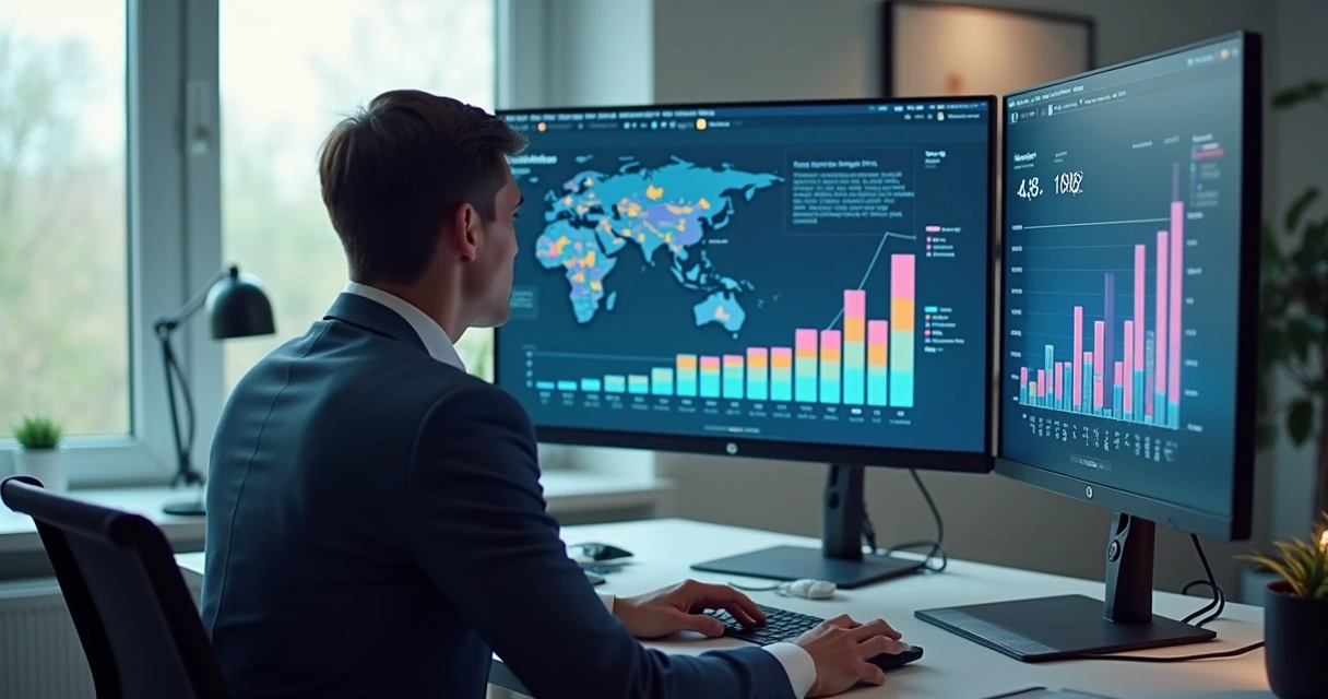 Profissional analisando dados de inteligência artificial no computador 