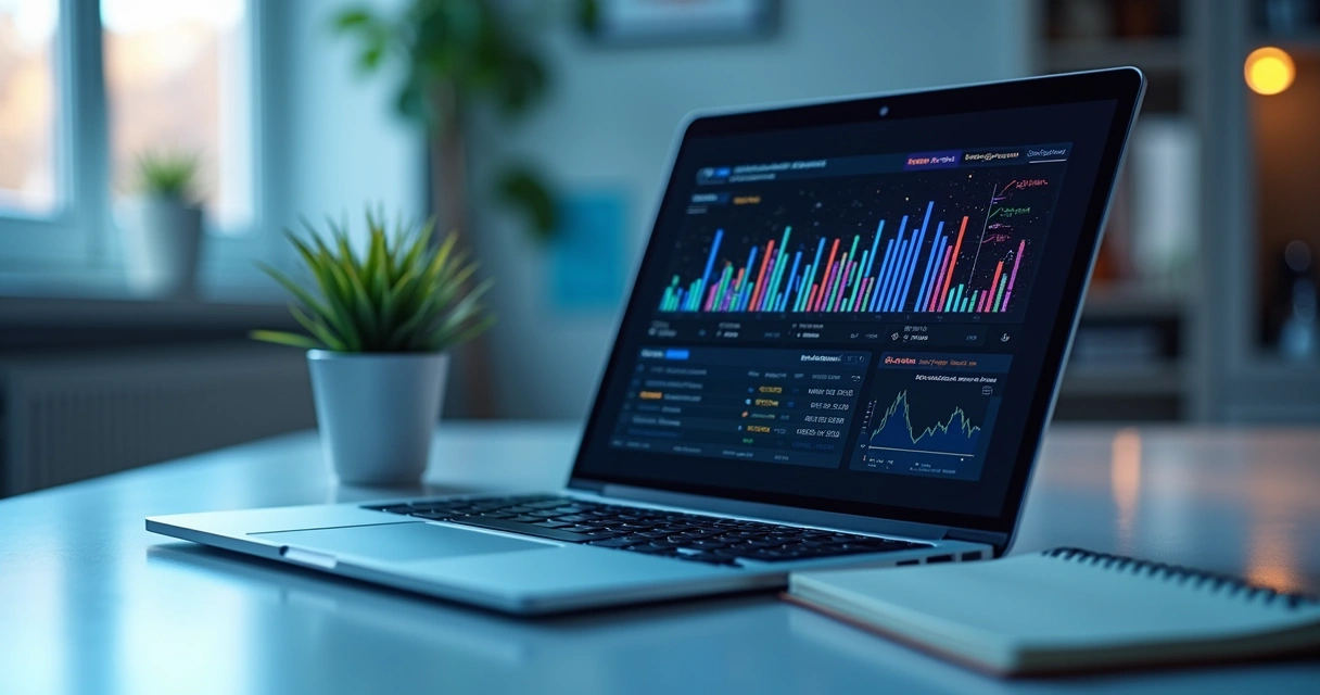 Pessoa analisando dados de IA em computador moderno 