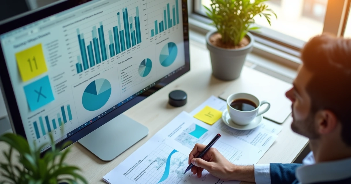 Painel com métricas de lançamento e anotações de análise 