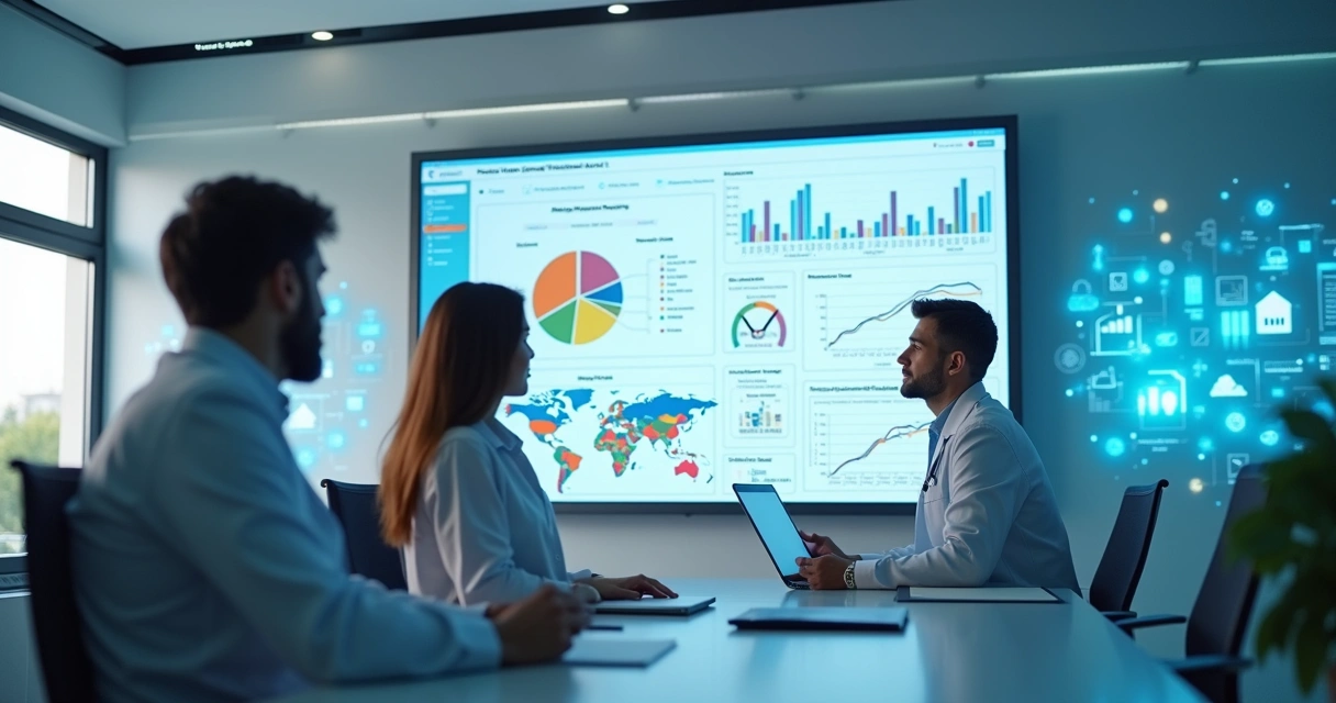 Qualificação de leads em Saúde e o impacto no SLA com vendas 2 Equipe analisando dados de leads de saúde em uma grande tela