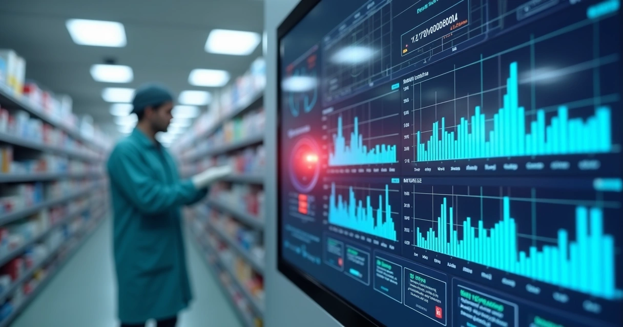 Tela de monitoramento digital exibindo gráficos de variação de temperatura com alertas em ambiente de armazenamento 