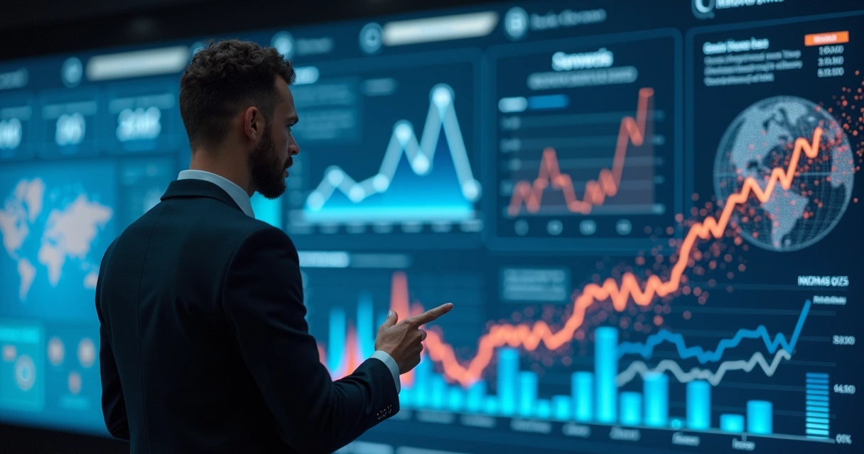 Profissional analisa gráficos de vendas em tela com dados históricos 