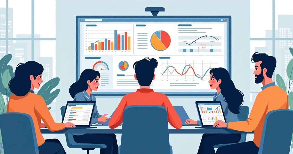 Profissionais usando planilha em ambiente corporativo