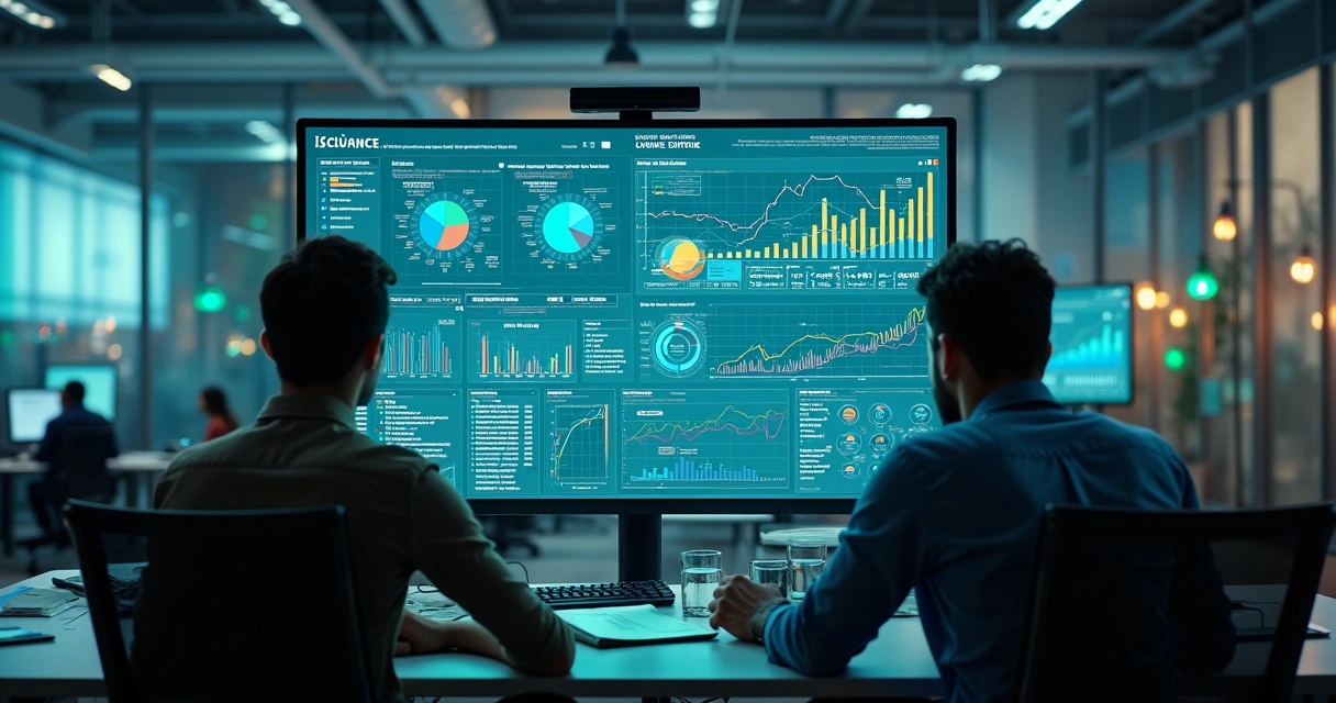 Análise preditiva de dados com gráficos em tela de computador 