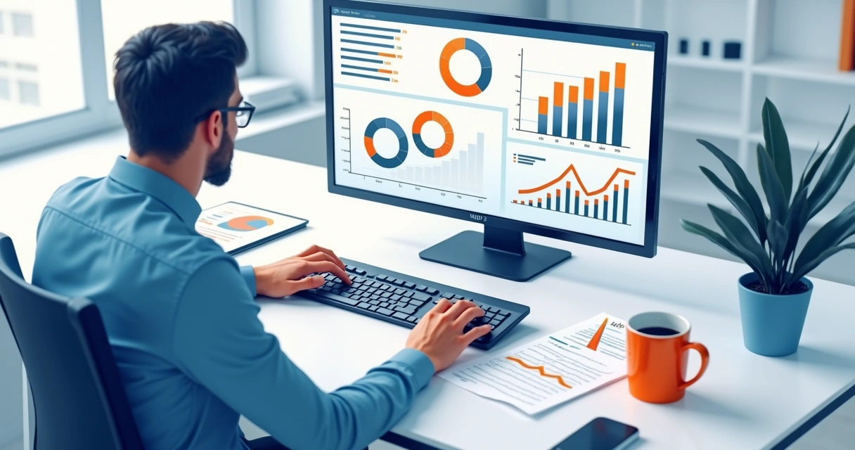 Pessoa analisando dados digitais de proposta B2B em tela de computador 