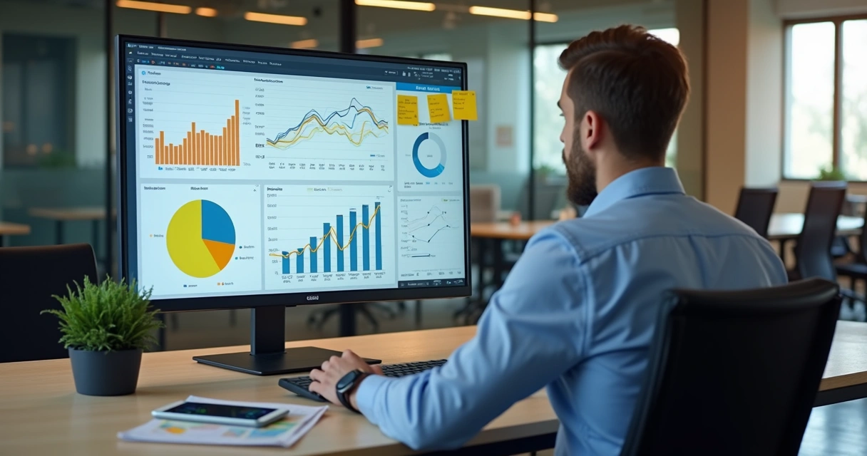 Profissional analisando dados de prospecção B2B em tela digital 