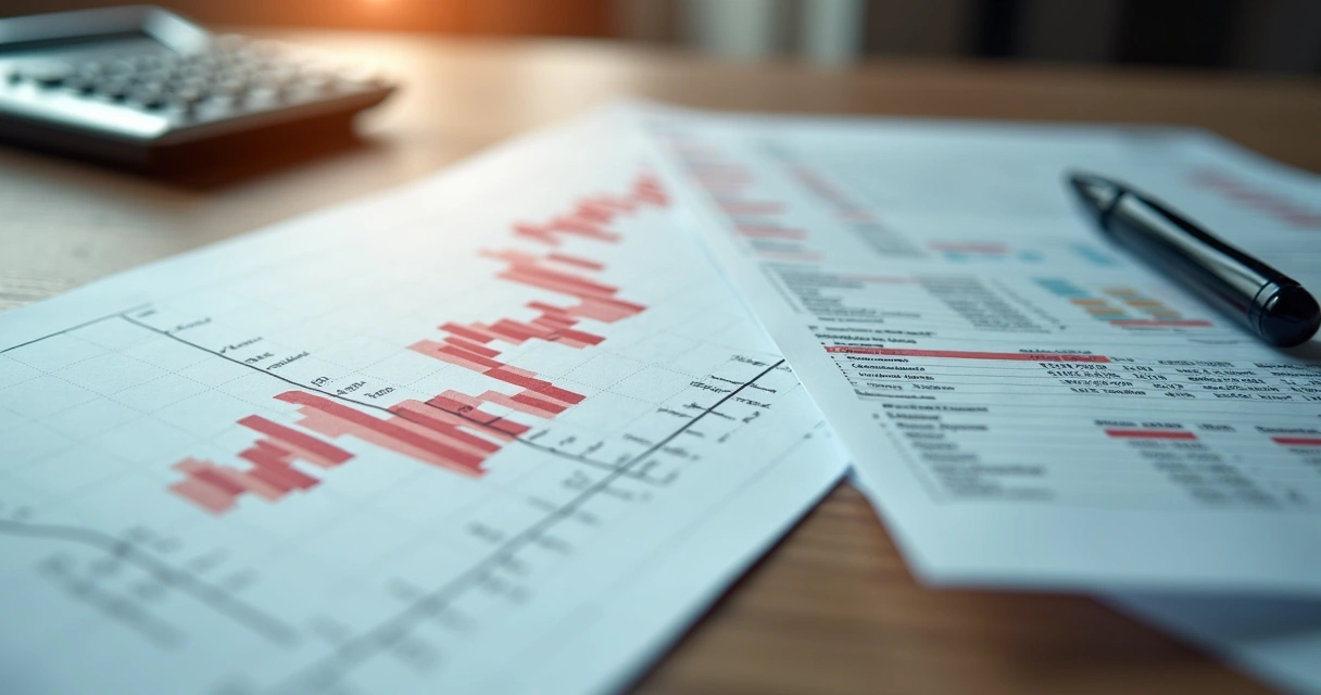 Gráfico financeiro mostrando queda de receita ao lado de contratos desorganizados 