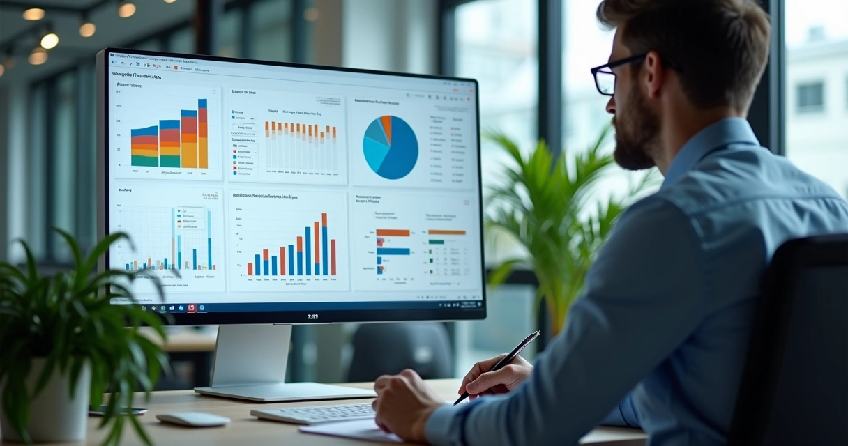 O que um SDR faz: funções, ferramentas e impacto nas vendas 4 Profissional SDR analisando dados em tela de computador