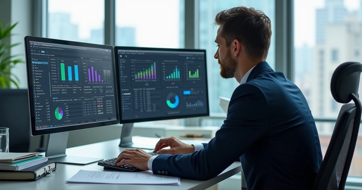 Análise de dados fiscais em tela de computador 