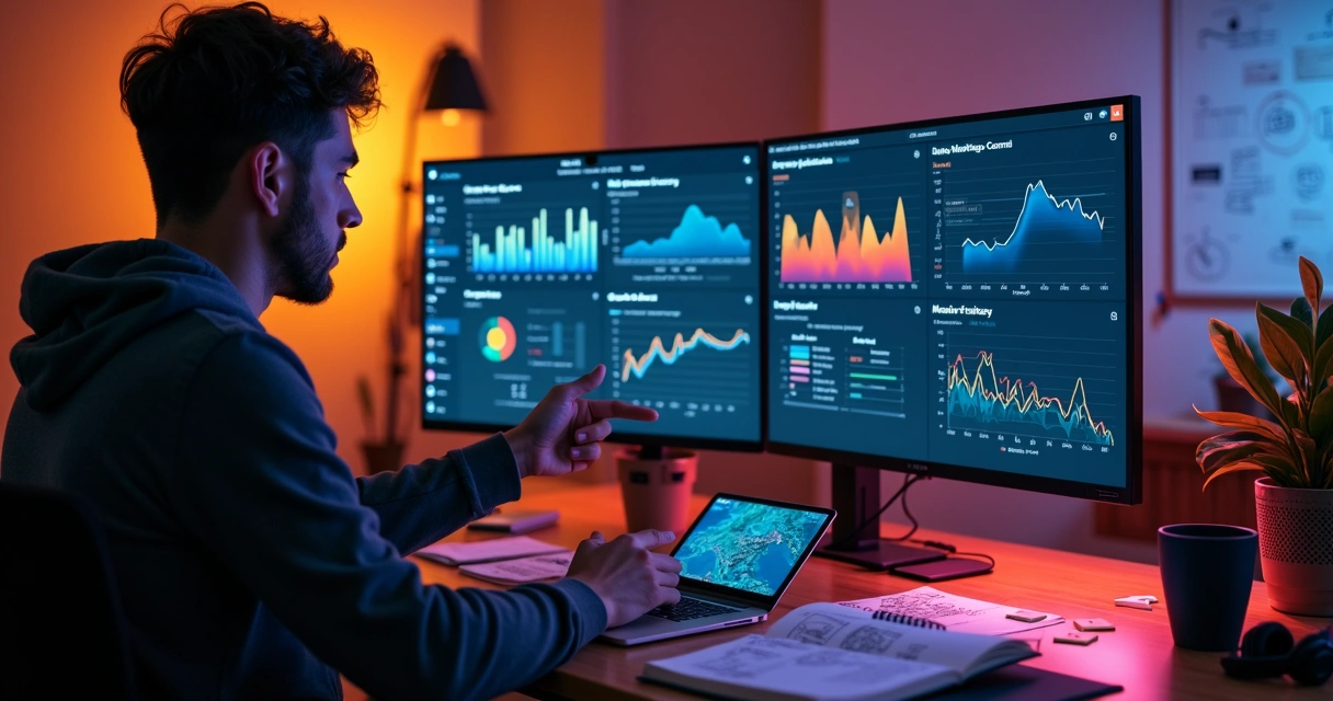 Profissional analisando dados de usuários em dashboards para melhorar produto digital 