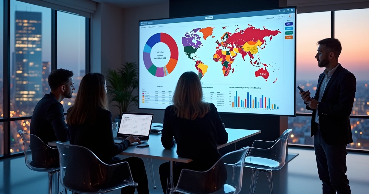 Dashboard de análise de dados sobre vendas em tela digital 
