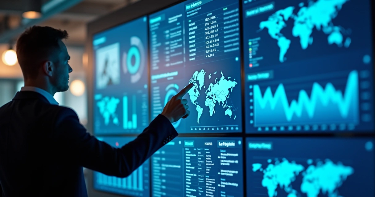 Telas de análise de dados de visitante web com gráficos, mapas e contatos 