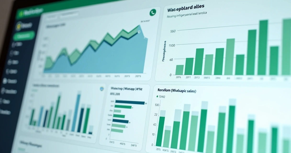 Dashboard de análise de dados de vendas no WhatsApp mostrando gráficos de engajamento