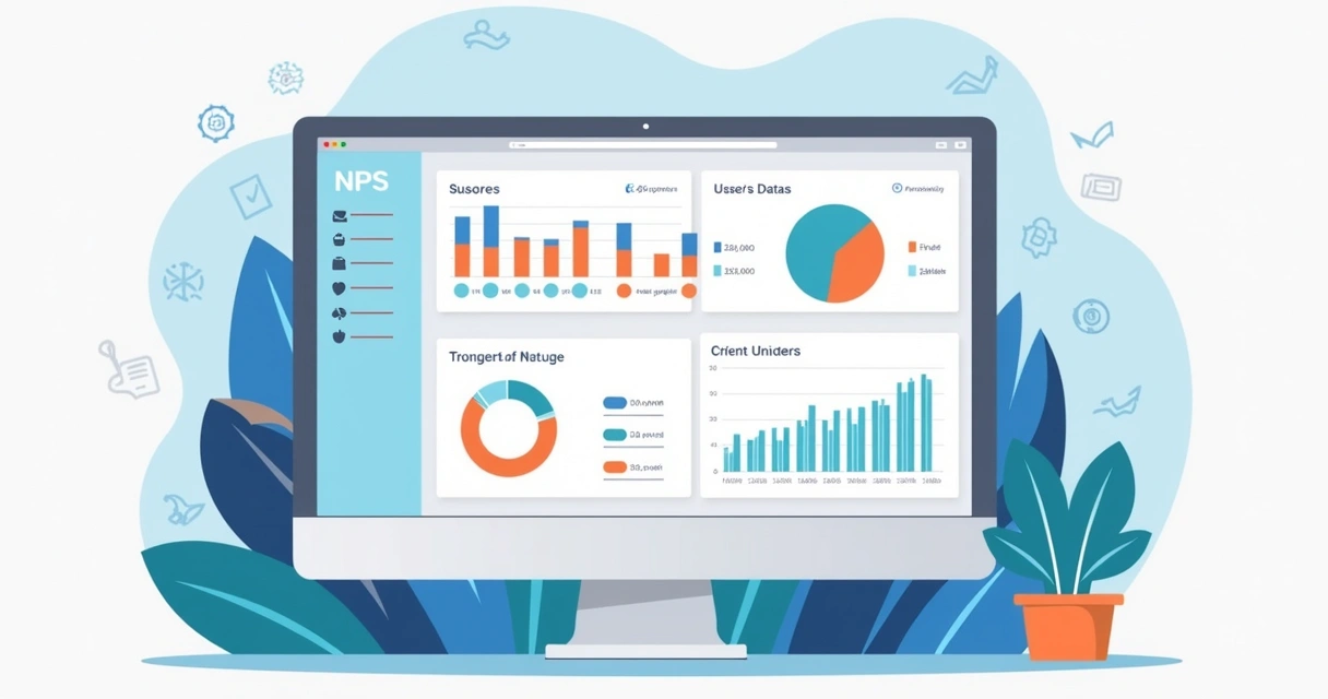 Painel de análise com gráficos NPS personalizados e respostas de usuários