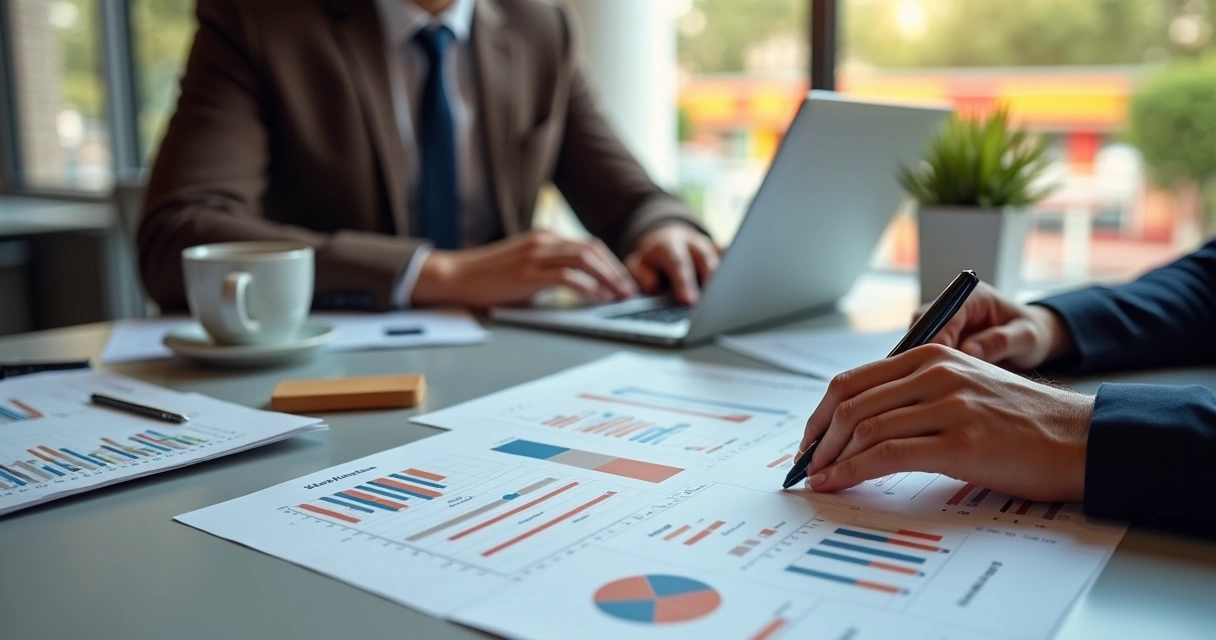 Gestor analisando dados de consumo no escritório 