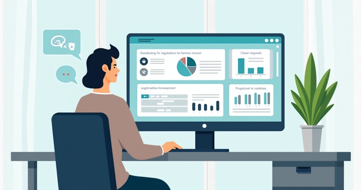 Interface do CRM com módulos integrados para o setor público 