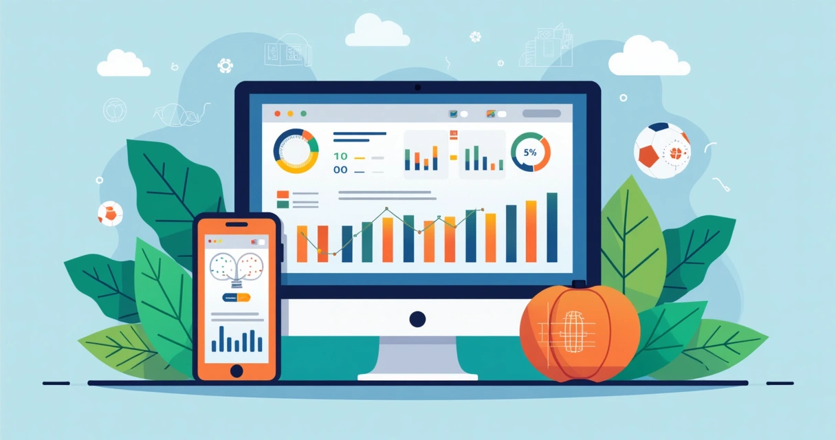 Painel com gráficos de desempenho de apostas e estatísticas esportivas 