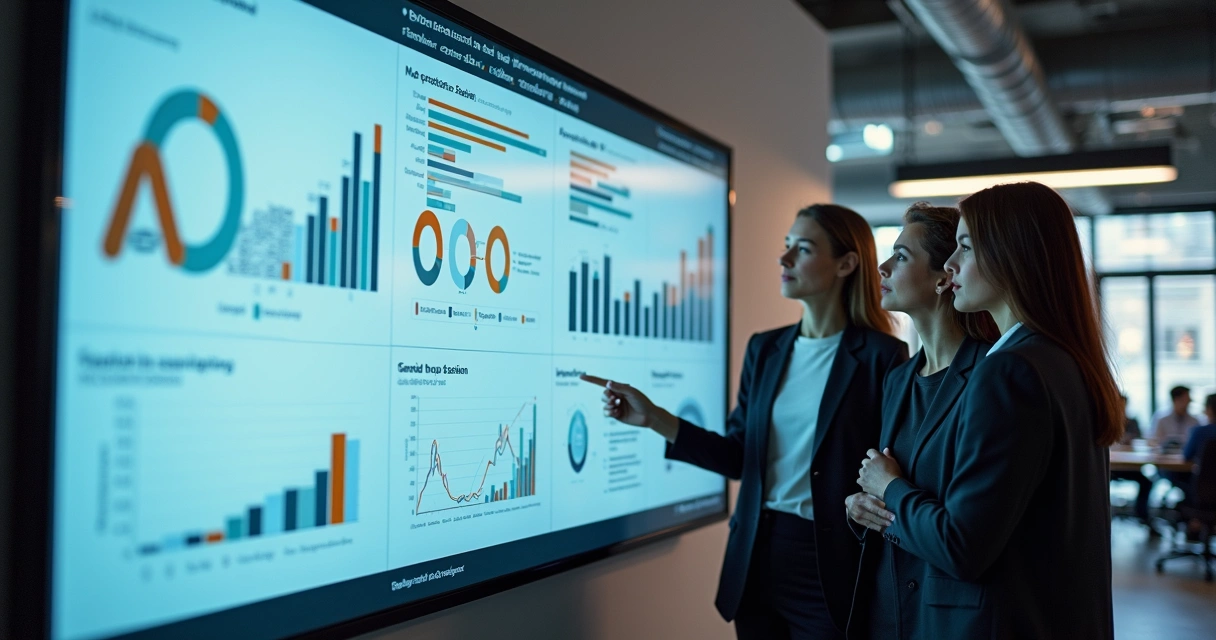 Dashboard com dados de atendimento ao cliente em tela grande