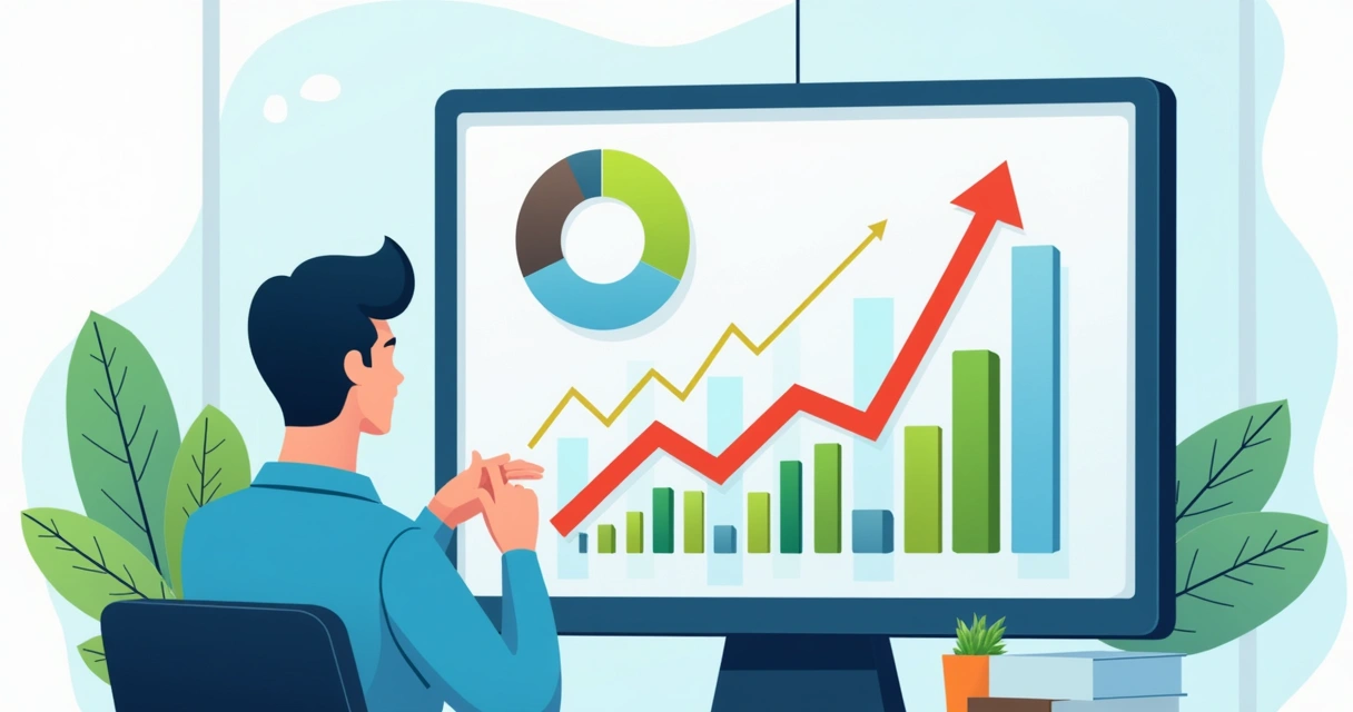 Como aumentar conversão em loja virtual: 10 passos práticos 2 Analista examinando gráficos coloridos em uma tela grande mostrando taxa de conversão
