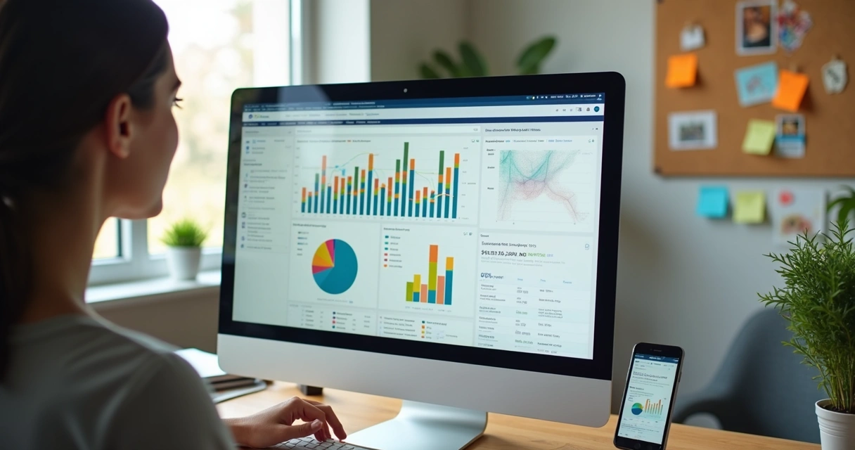 Pessoa analisando gráficos e dados de vendas em marketplace