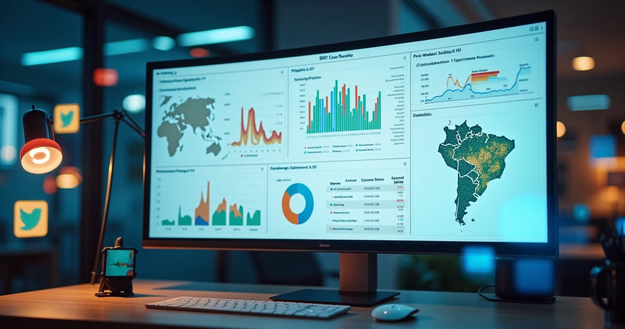 Gráfico colorido mostrando análise de dados em redes sociais.