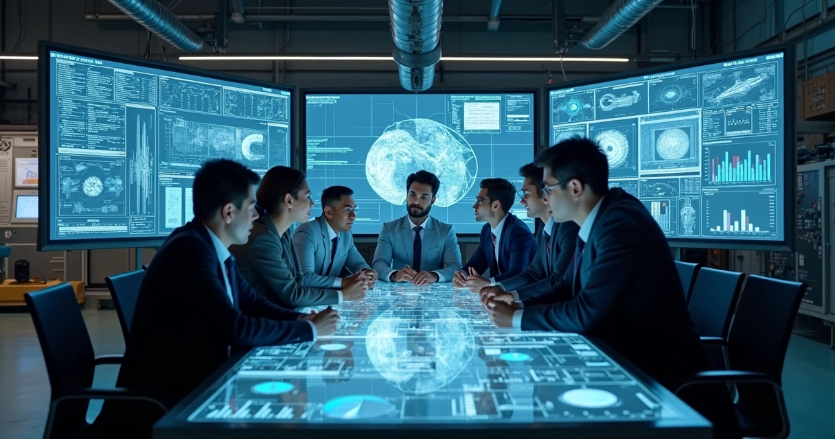 Equipe revisando dados para análise e prevenção de falhas industriais 