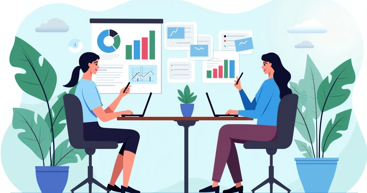 Equipe reunida analisando feedbacks e gráficos 