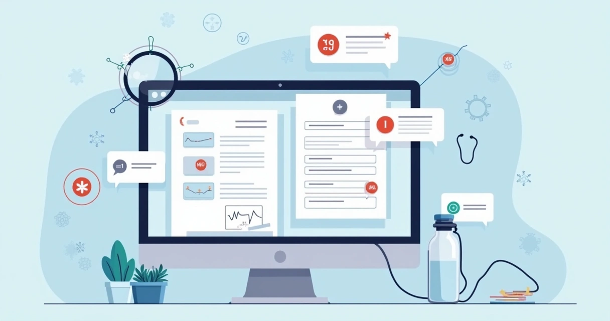 Tela de computador mostrando análise automática de glosas por IA 