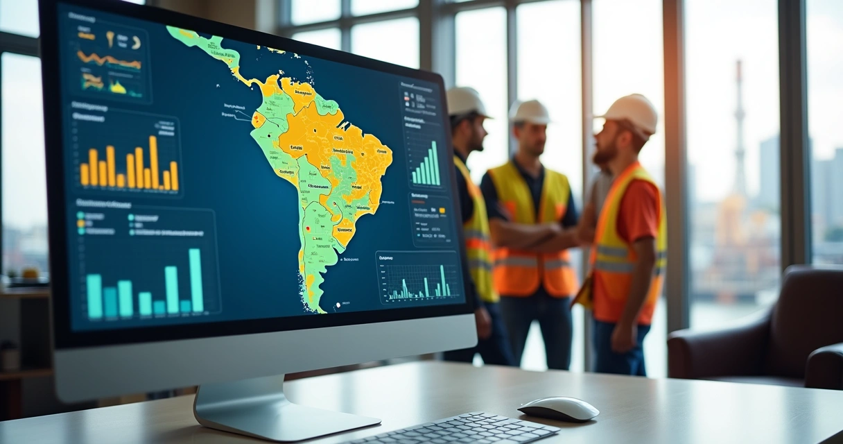 Análise de dados industriais em tela de computador 