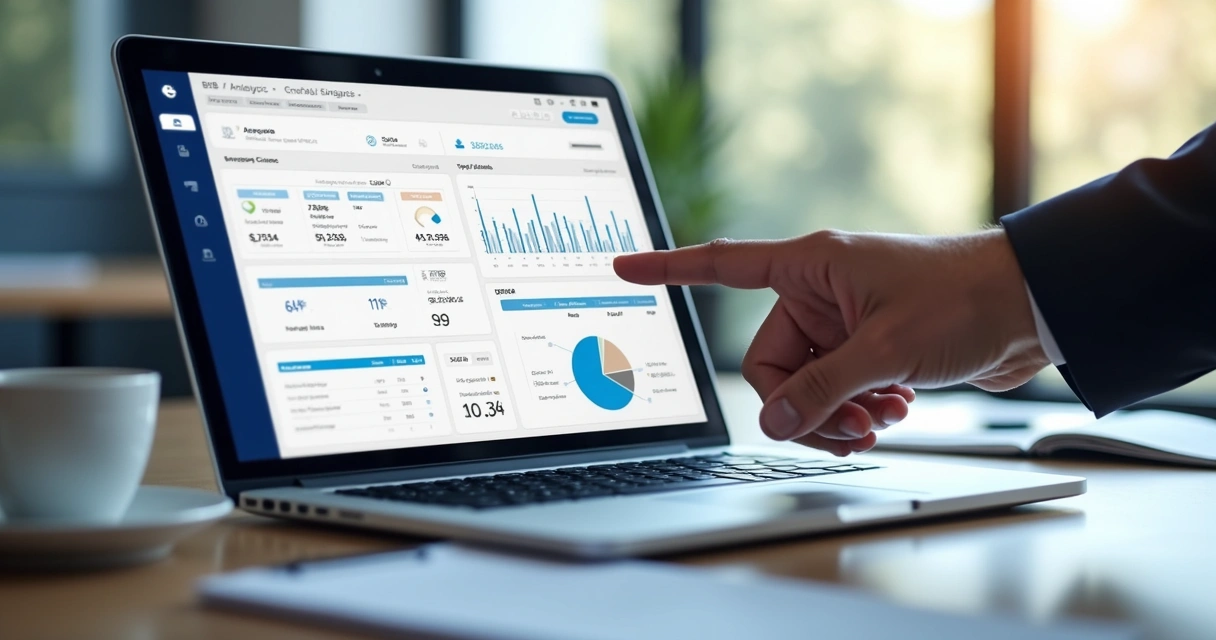 Painel com análise de risco de cliente B2B em tela de notebook