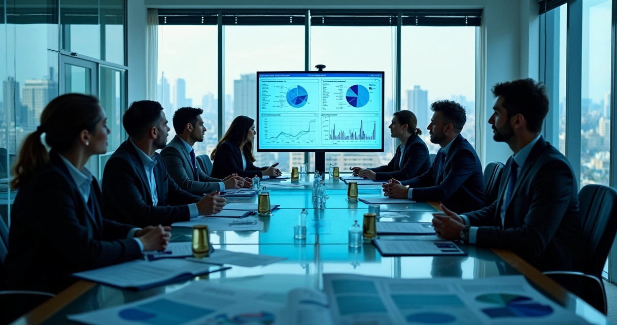 Equipe de compliance analisando riscos do setor de fintechs em um escritório moderno 