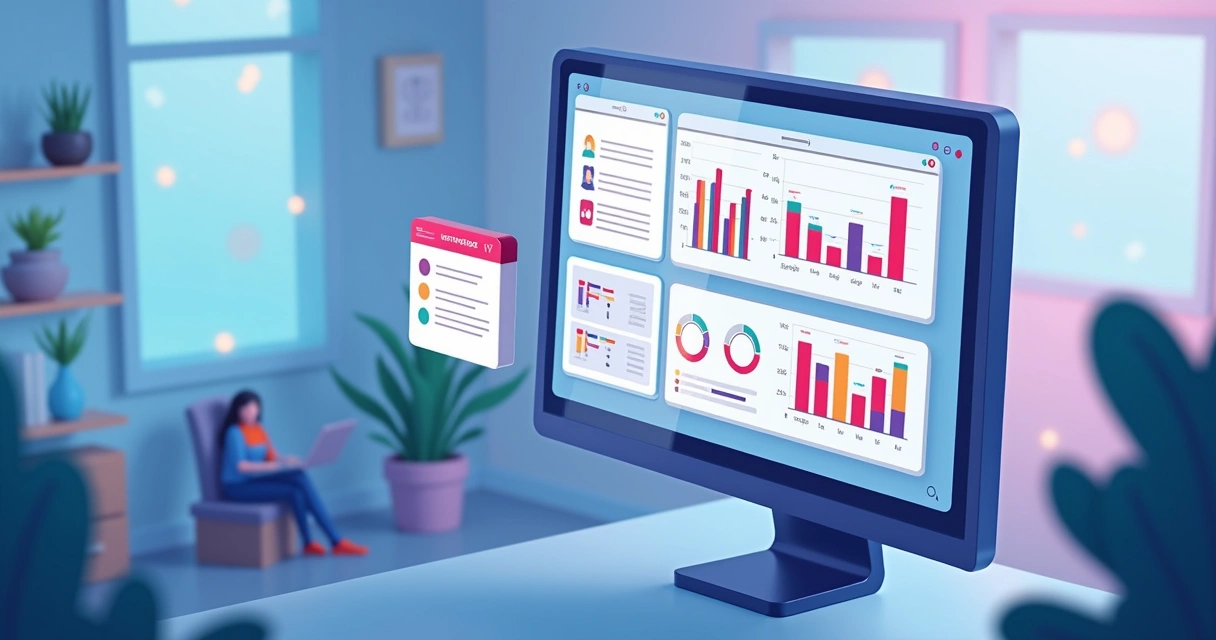 Dashboard digital de desempenho de colaborador com gráficos e IA 