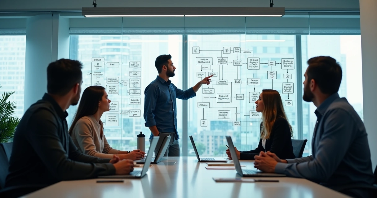 Equipe analisa fluxos de trabalho de empresa para criar software personalizado 