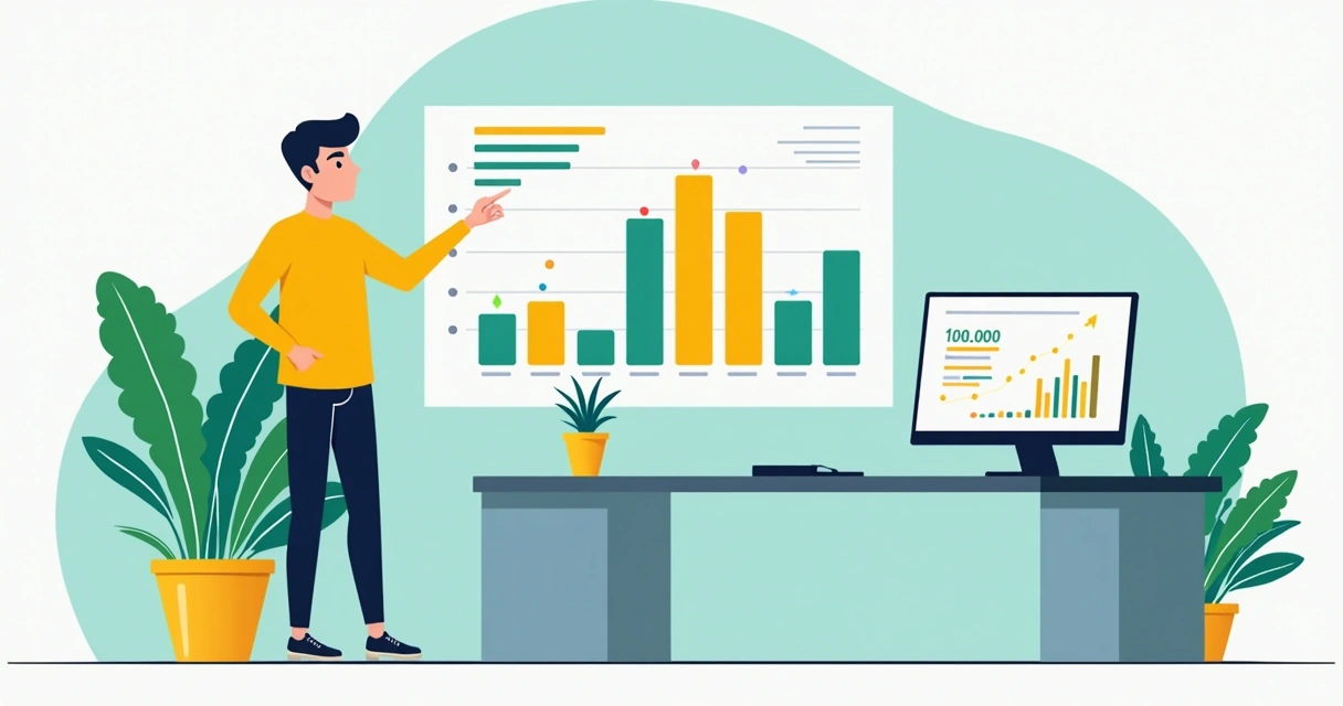 Gráfico de barras com despesas por centro de custo, tela de Python e analista financeiro ao lado