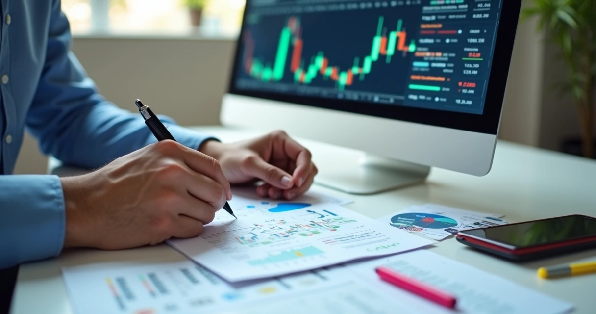 Pessoa analisando odds em gráficos no computador 