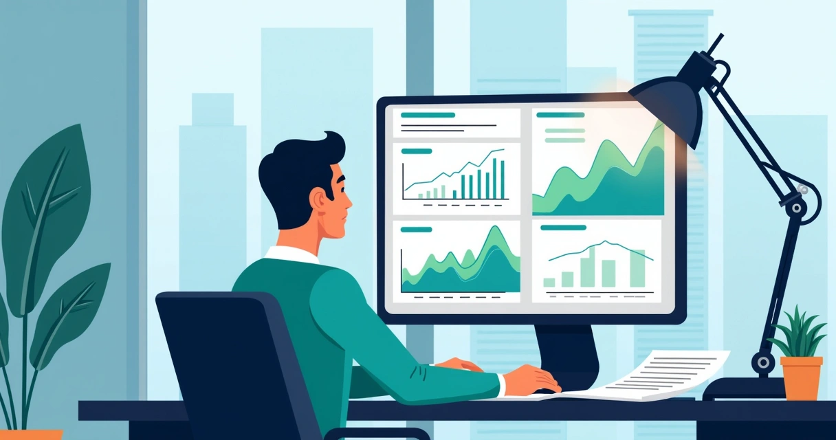 Vereador analisando gráficos de redes sociais em tela ampla
