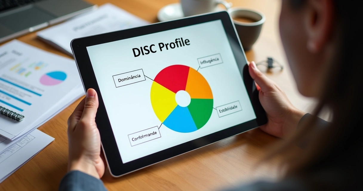 Gráfico em tela mostrando análise do perfil DISC 