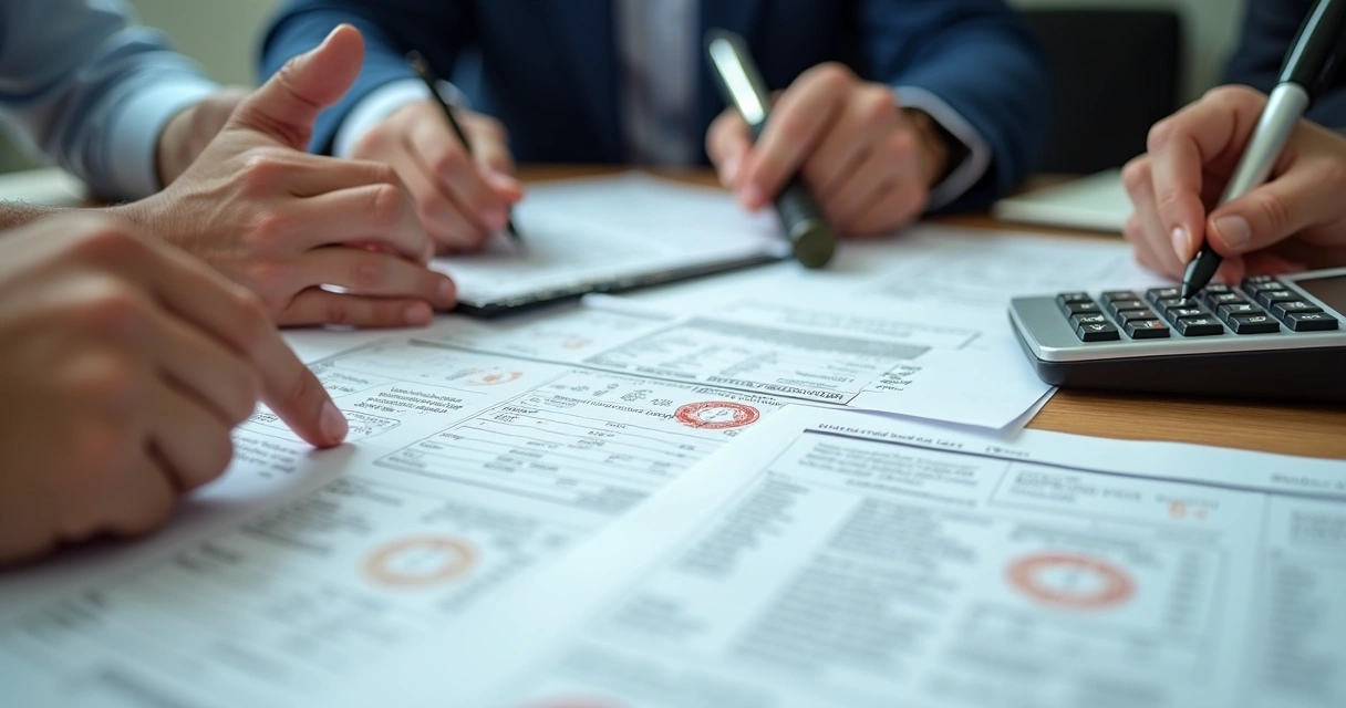 Equipe analisando documentos de imóvel e inventário 