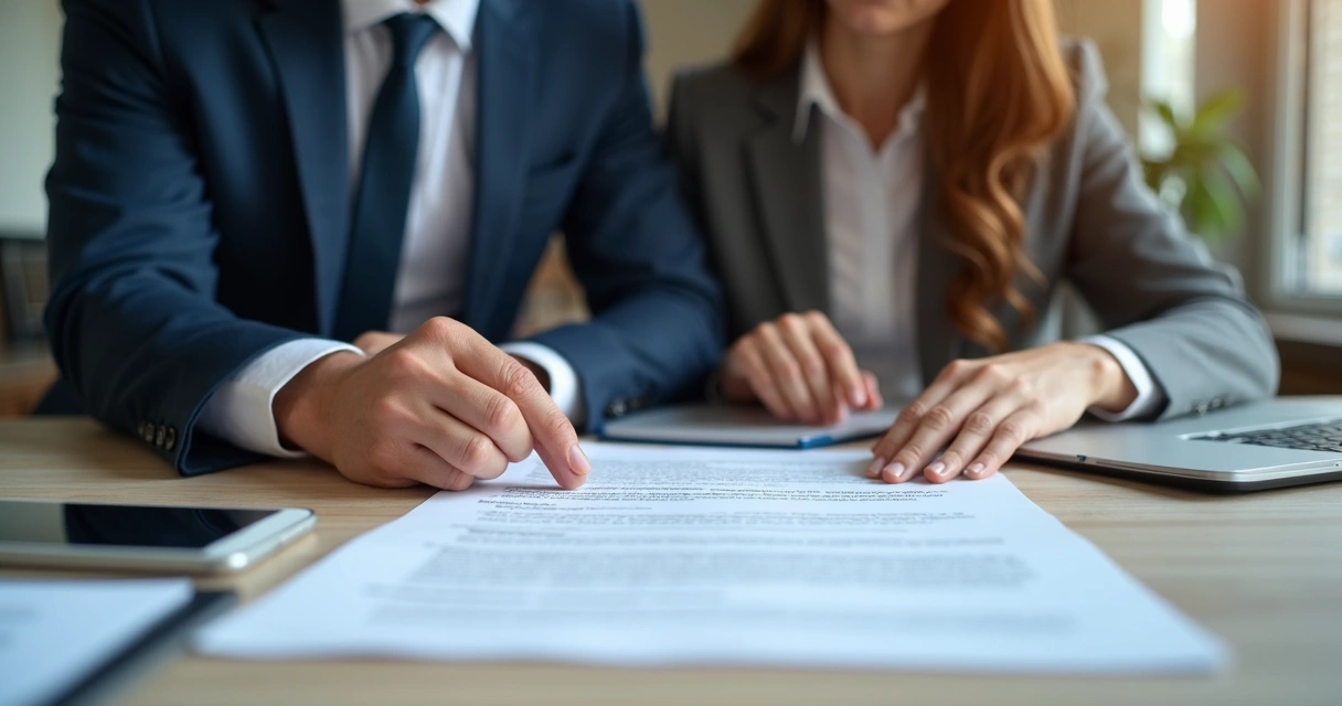 Como escolher sócios nos EUA: critérios e riscos ocultos 2 Consultor analisando contrato de sociedade com empresário