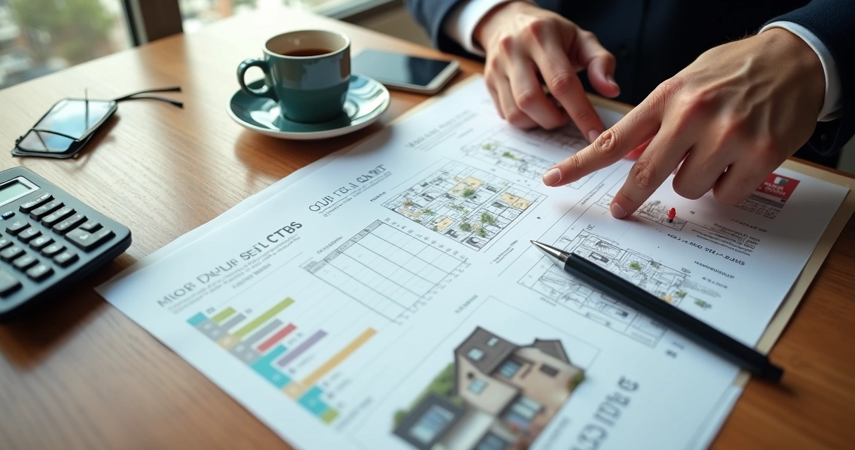 Documentos e calculadora sobre mesa para compra de imóvel