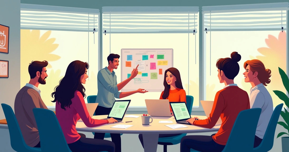 Equipe analisando estratégias de encantamento de clientes em um escritório 