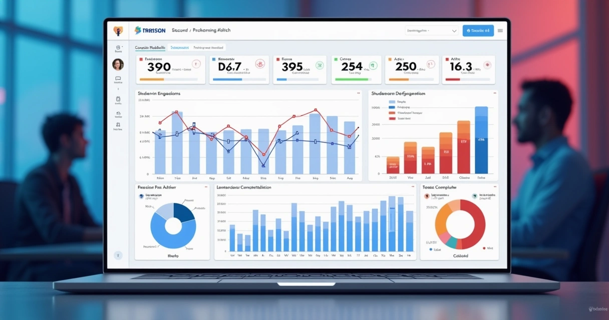 Painel de análise de engajamento de alunos em curso online 