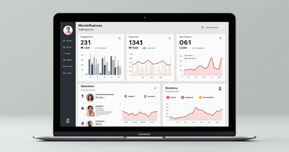Dashboard mostrando engajamento de campanhas de microinfluenciadores