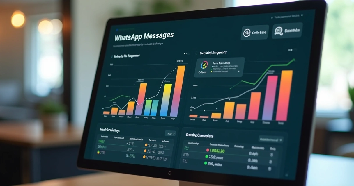 Gráfico digital colorido de engajamento de mensagens no WhatsApp 