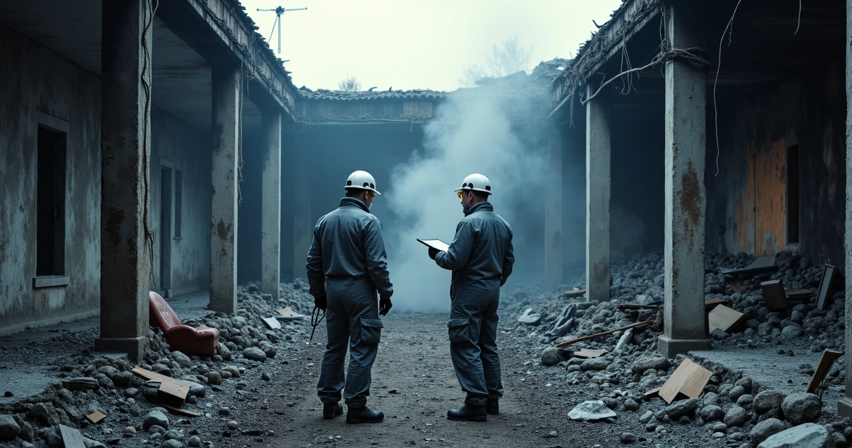 Análise técnica de destroços após incêndio 