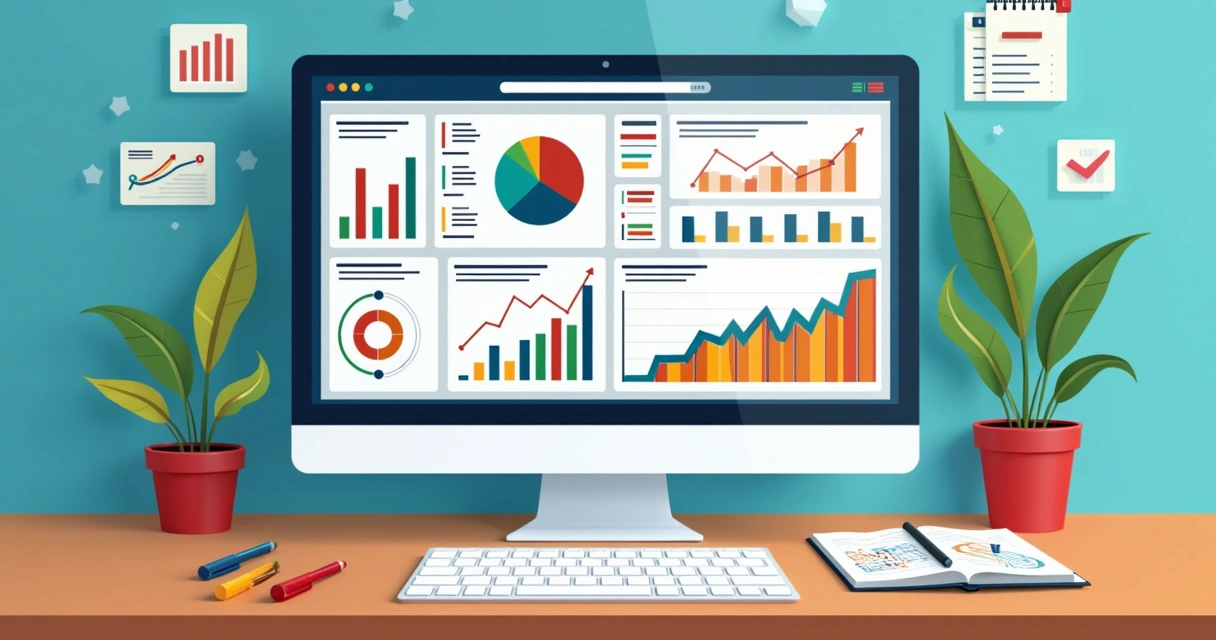 Dashboard com gráficos e estatísticas de futebol em tela de computador 