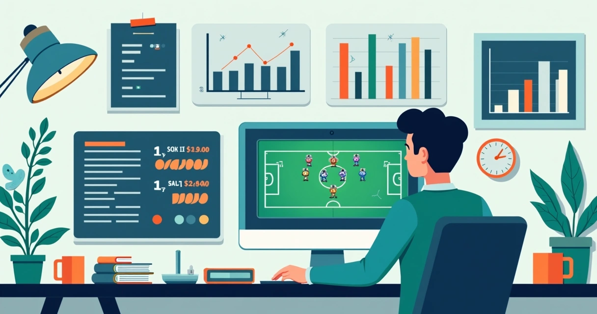 Apostador analisando estatísticas de um jogo de clube pequeno 