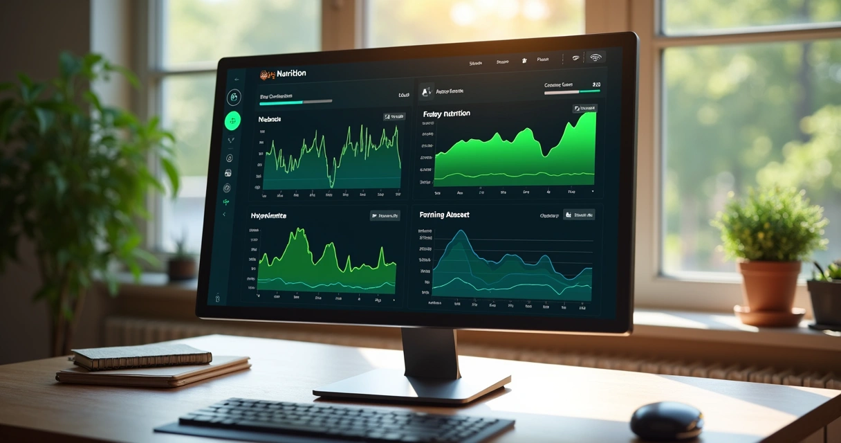 Painel de gráficos nutricionais mostrando evolução de paciente 