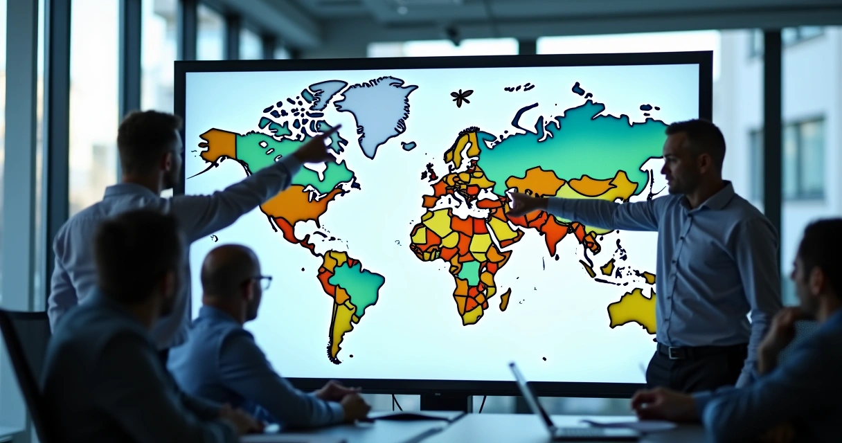 Equipe analisando oportunidades de expansão no mercado B2B com listas segmentadas